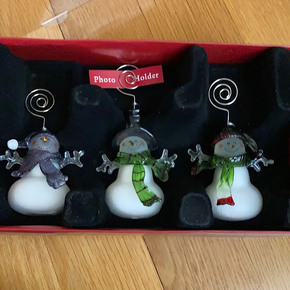 St Nicholas Square Snowman photo holders - set of 3 -original packaging - Picture 1 of 7